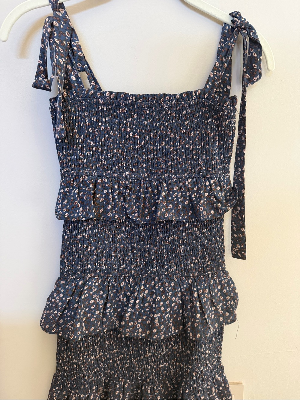 Lipstick Boutique Navy and Cream Floral Smocked Dress